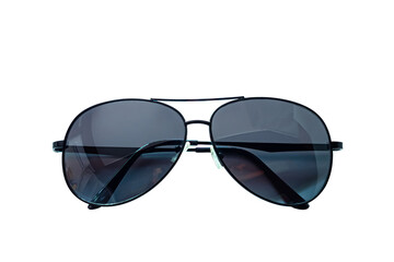 Top view single new uv protection sunglasses for simmer season isolated on white background with clipping path.