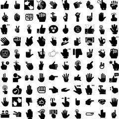 Collection Of 100 Gesture Icons Set Isolated Solid Silhouette Icons Including Symbol, Sign, Isolated, Gesture, Finger, Set, Vector Infographic Elements Vector Illustration Logo