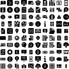 Collection Of 100 Information Icons Set Isolated Solid Silhouette Icons Including Information, Communication, Concept, Icon, Technology, Internet, Web Infographic Elements Vector Illustration Logo