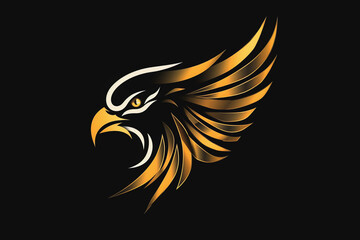 Abstract illustration of an flaming eagle's head on black background - Generative AI