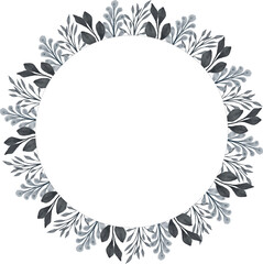 circle frame with grey leaves border