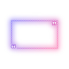 Neon Purple Pink dashed line rectangle quote frame with quotation marks