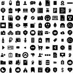 Collection Of 100 Tremor Icons Set Isolated Solid Silhouette Icons Including Hand, Symptom, Nervous, Health, Disease, Parkinson, Tremor Infographic Elements Vector Illustration Logo