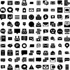 Collection Of 100 Message Icons Set Isolated Solid Silhouette Icons Including Web, Message, Design, Icon, Communication, Vector, Illustration Infographic Elements Vector Illustration Logo