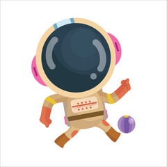 vector cartoon cute and cute astronaut is playing ball
