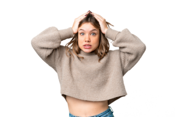 Young girl over isolated chroma key background doing nervous gesture