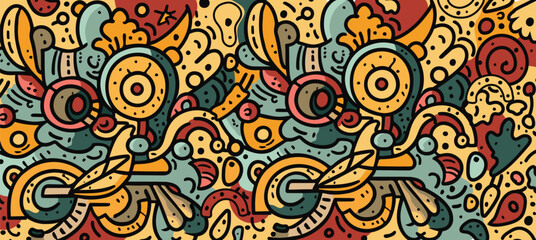 Seamless colorful high quality graphics Doodle artwork for and industrial, business and corporate print