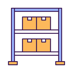 Parcels rack Outline with Colors Fill Vector Icon that can easily edit or modify

