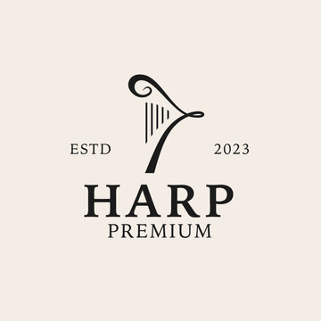 Creative harp logo design concept illustration idea