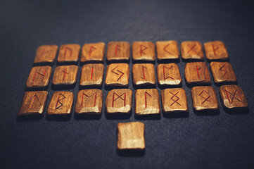 A stack of wooden runes.