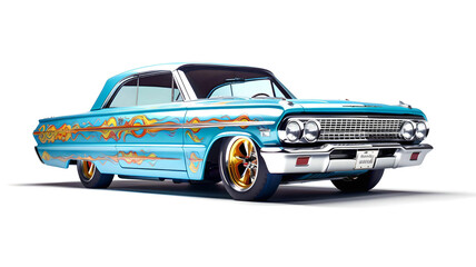 classic lowrider car isolated on white - generative AI