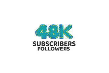 48th, 48 years, 48 year anniversary Subscribers Followers for internet, social media use - vector