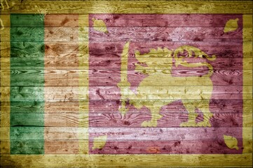 Illustrative flag of Sri Lanka on a wooden surface