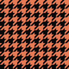 Seamless Orange And Black Houndstooth Pattern