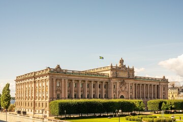 Parliament building from the royal palace in Stockholm, Sweden - obrazy, fototapety, plakaty