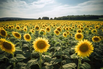 Fototapeta premium Ai generated illustration of sunflower field