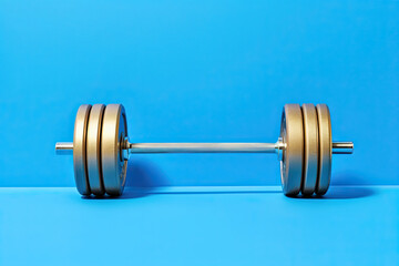 barbell on a blue background. Generative AI