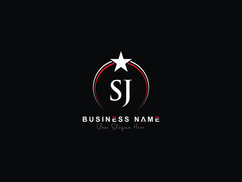 Initials SJ Letter Logo Icon, Minimal Sj js Star Logo