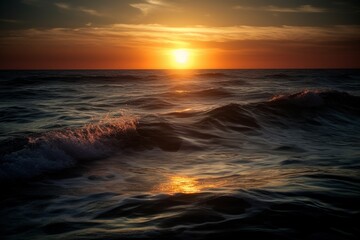 Fototapeta na wymiar Sunrise over sea, Generative ai