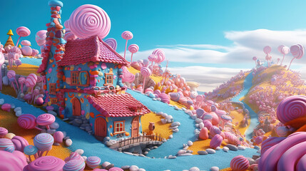 3D fantasy landscape candy land