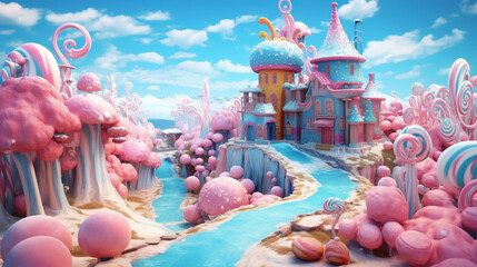 3D fantasy landscape candy land