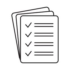 Checklist vector icon in line art style. Document icon, questionnaire icon. Text document vector icon, design element.