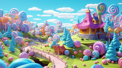 3D fantasy landscape candy land