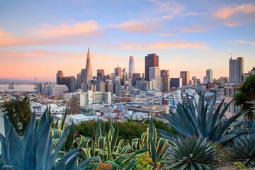 San Francisco skyline at sunset, California, USA