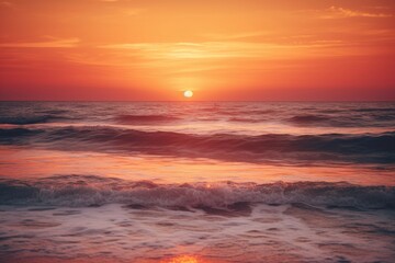 Ai generated illustration of sunset over the ocean