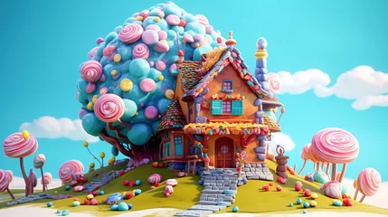 Rolgordijnen 3D fantasy landscape candy land © Absent Satu