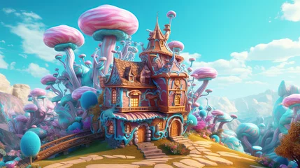 Foto op Canvas 3D fantasy landscape candy land © Absent Satu