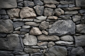 Stone wall texture backgorund in shades of gray, Generative ai