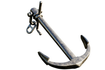 Realistic iron anchor on transparent background. 3D Render - obrazy, fototapety, plakaty