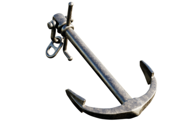 Realistic iron anchor on transparent background. 3D Render