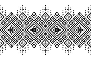 Nature vintages cross stitch traditional ethnic pattern paisley flower Ikat background abstract Aztec African Indonesian Indian seamless pattern for fabric print cloth dress carpet curtains and sarong