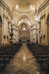 Vertical shot of the church interior