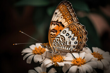 Butterfly on green leaves and Flowers. Insect Animal.