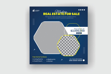 Home sale post template design, House sale vector template, Best home sale post