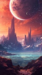 wallpapers of the mountains and planets Generative Ai