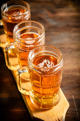 Glasses with fresh beer.