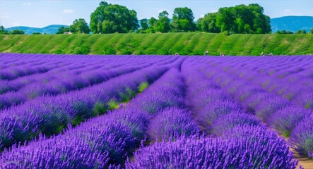 Naklejka na ściany i meble Beautiful lavender field, generative ai