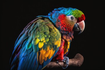 Obraz premium A colorful parrot sitting on top of a tree branch, created with Generative Ai Technology