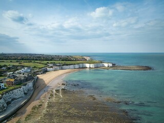 Scenic view of the sea featuring coastal houses in summer