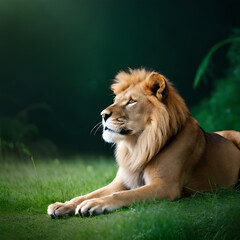 portrait of a lion, photo of a lion isolated on a beautiful background Ai Generated