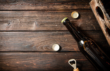 Beer bottles in an old box.