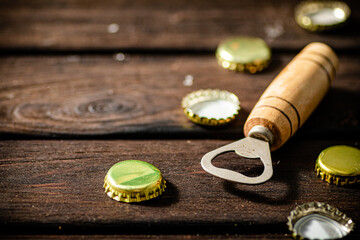 Opener with beer caps.