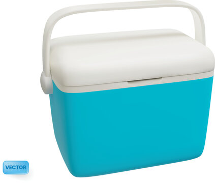 Portable cooler box for beach, camping or picnic. Isolated vector icon from 3d rendering. Modern, minimalistic style.