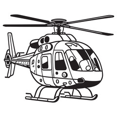 This is a Vector Helicopter Clipart, Helicopter Line art Illustration