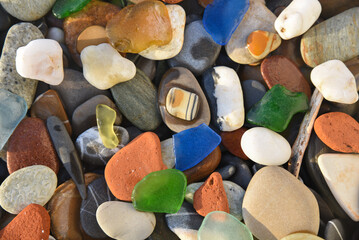 Abstract nature pebbles background. Blue stone pebbles texture. Stone background. Blue vintage...