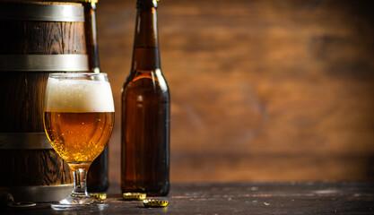 Glass with fresh beer.